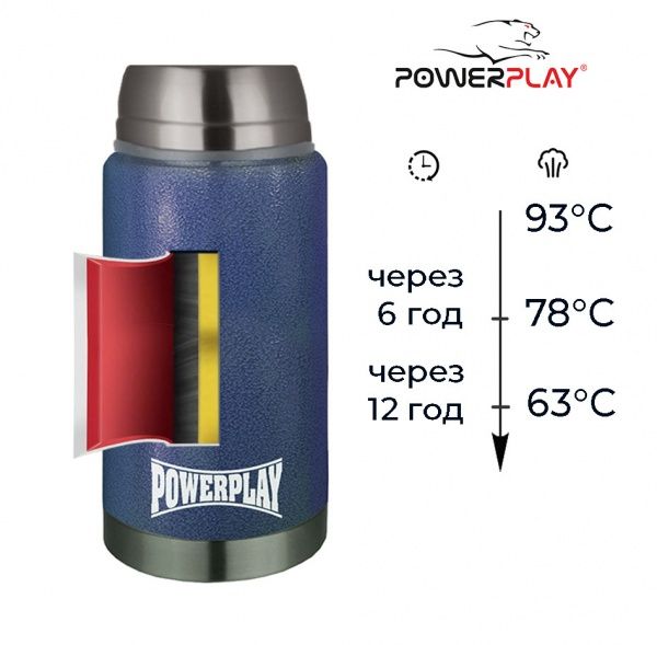 Термос для еды 9002 750 мл синий PowerPlay