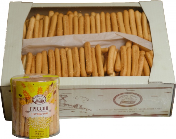 Грісіні ТМ Домашній хліб з кунжутом тубус 180г