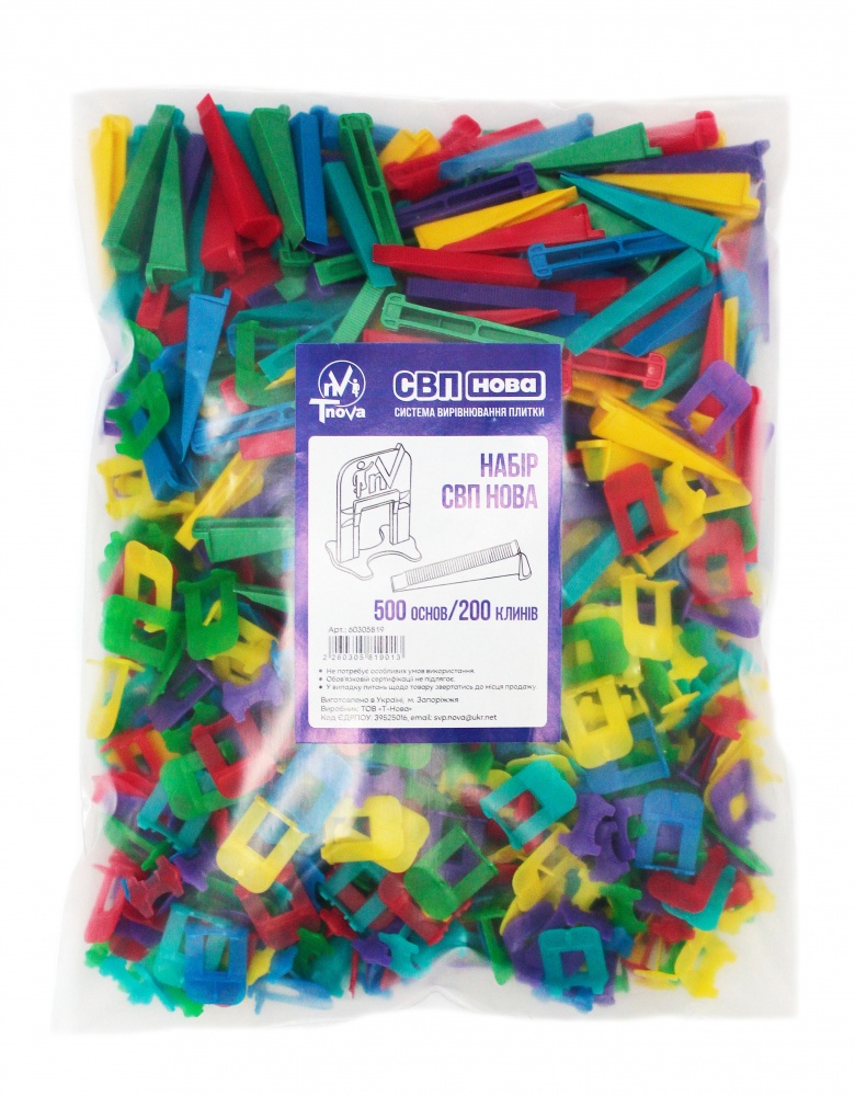 Набор СВП Tnova 500 основ 1 мм / 200 клинов/уп
