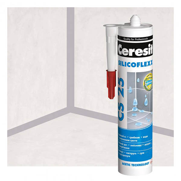 Герметик силіконовий Ceresit CS 25 SILICOFLEXX світло-сірий 280 мл