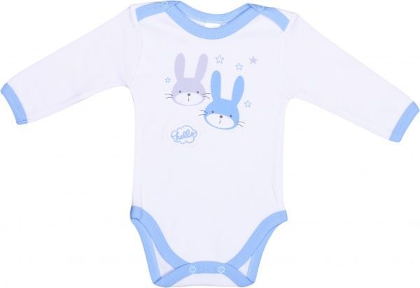 Боди детское для мальчика Baby Veres Hello Bunny цельный р.62 бело-голубой 