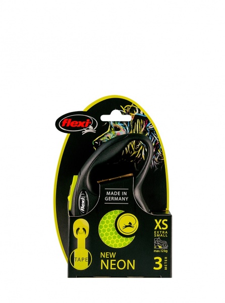 Поводок-рулетка Flexi New Neon лента XS 3 м до 12 кг желтый