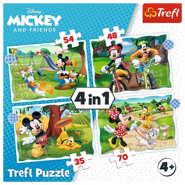 Пазл Trefl 4 в 1 (35,48,54,70) Disney Красивый день Микки 3+ 34604