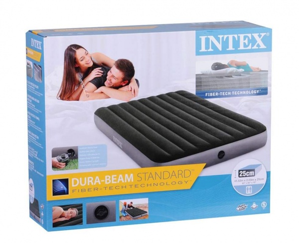 Ліжко надувне Intex 64779 203х152 см зелено-сірий