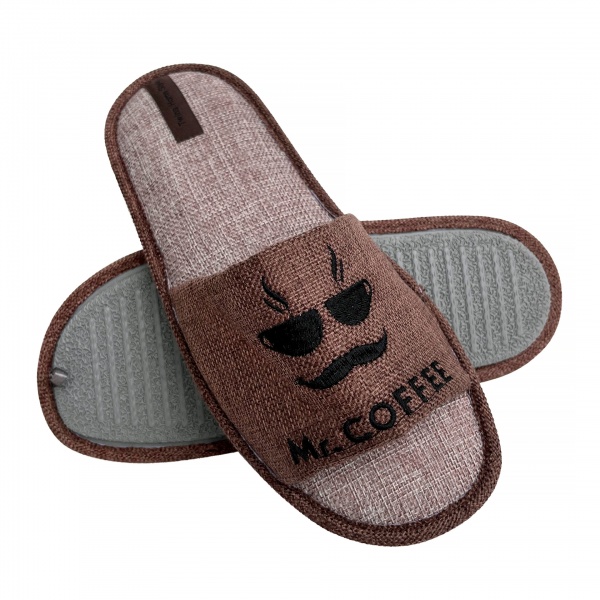 Капці домашні чоловічі HS-VL з вишивкою рогожка 9287 р.40/41 коричневий 