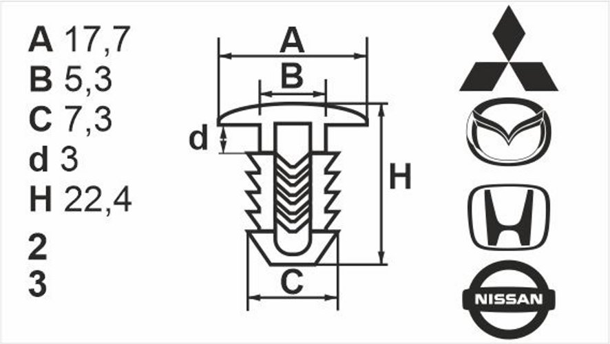 Кліпса натискна зовнішня (обшивка) Romix (B11146)