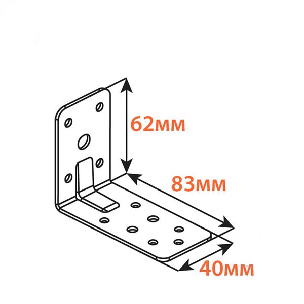Кутник посилений Kolchuga асиметричний 83x62x40 мм 2 мм