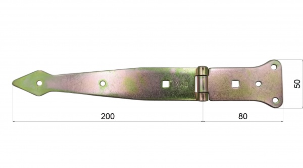 Петля Domax для ворот 200x50x2,5 мм желтый цинк универсальная