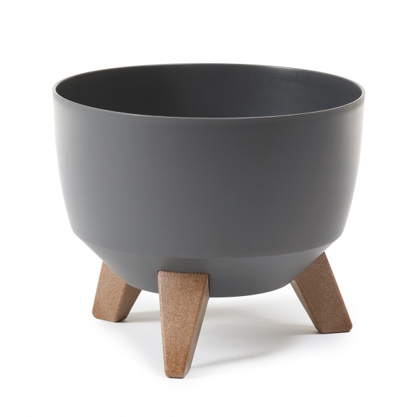 Кашпо пластиковое Ламела Рома 330 круглый 12,4 л антрацит (ROMA 330) 