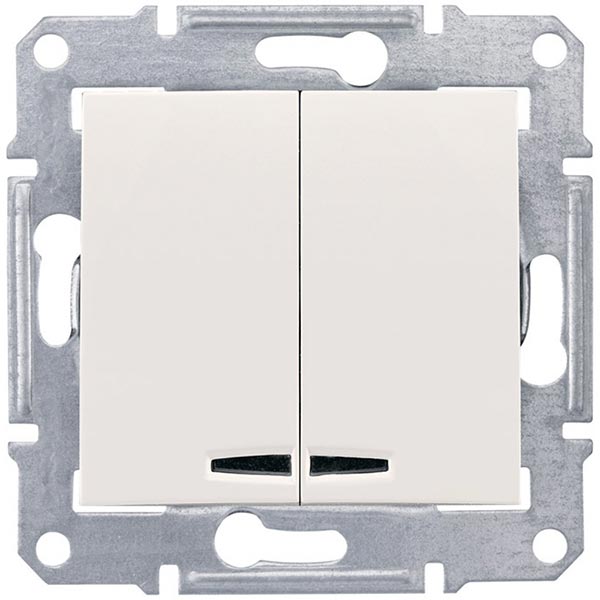 Выключатель двухклавишный Schneider Electric Sedna 10 А 250В IP20 кремовый SDN0300321