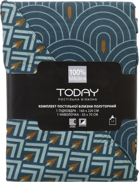 Комплект постельного белья Blois полуторный зелёный Today (без простыни)