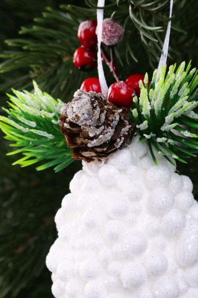 Декоративная подвеска Шар с декором 11 см белый HL21-36