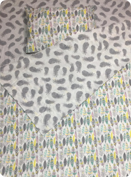 Комплект постільної білизни Барви 1,5 білий із салатовим UP! (Underprice) 