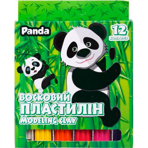 Пластилин восковый 12 цветов 144 гр Panda