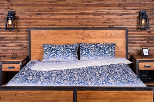 Комплект постельного белья Истамбул евро сине-золотисто-серый Rigel 