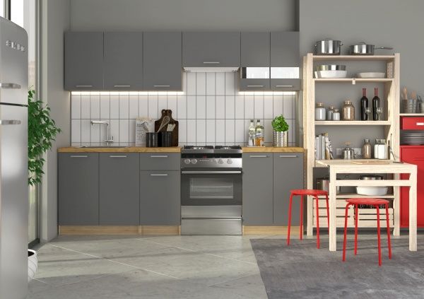 Кухня Грейд Катарина Графит ДСП 2,4м 