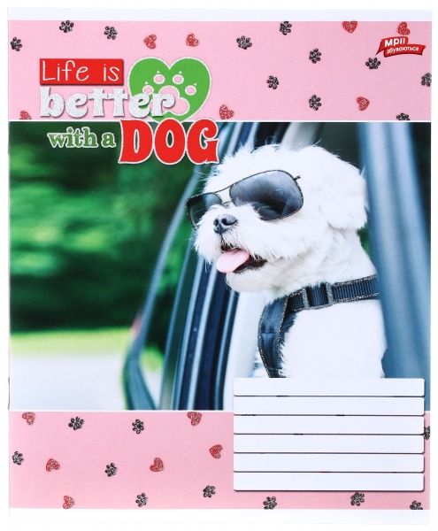 Тетрадь школьная с глитером 18 листов в линейку в ассортименте Мечты сбываются