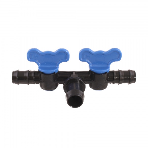 Кран прохідний подвійний для крапельної трубки Sertsan 16x20x16