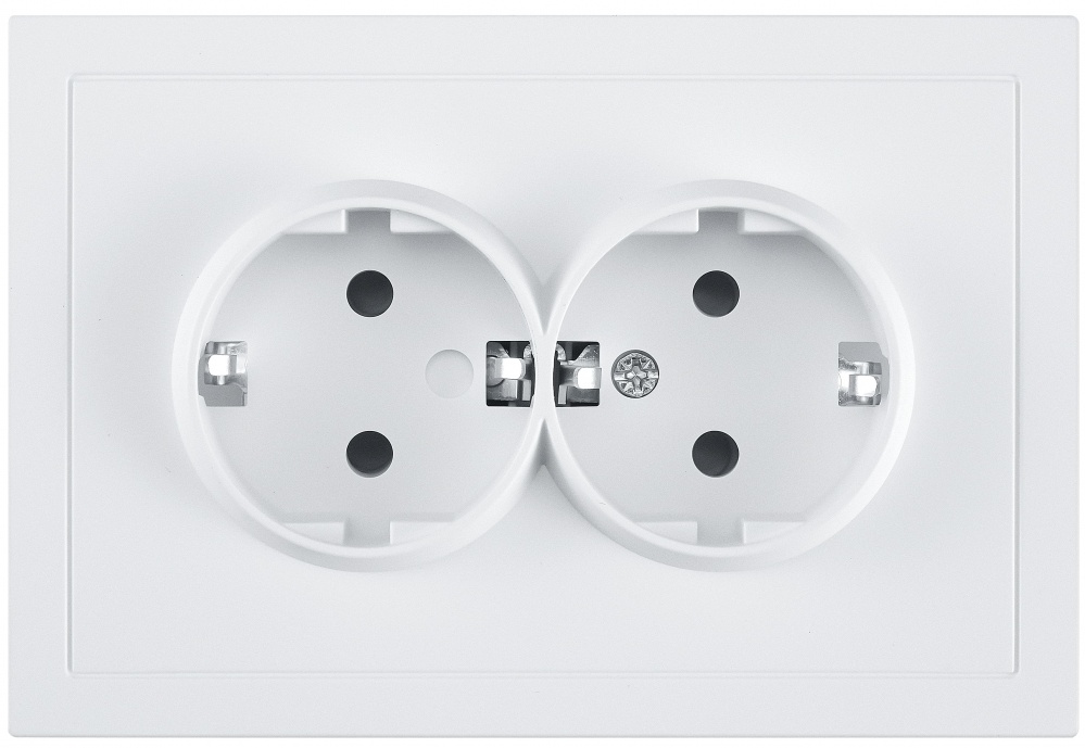 Розетка подвійна побутова із заземленням HausMark Juna IP20 білий матовий 7041-0900-127BQC