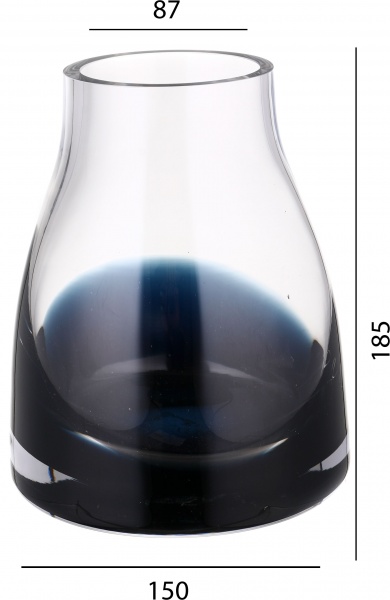 Ваза скляна Wrzesniak Glassworks Яншо 18 см темно-синя 