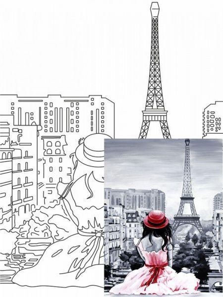 Полотно на картоні з контуром Міста, Париж 2 Rosa Start 