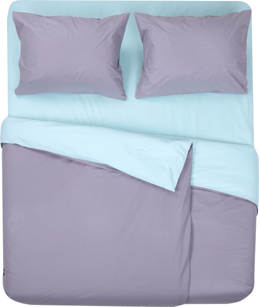 Комплект постільної білизни Моно сімейний сірий із блакитним La Nuit 