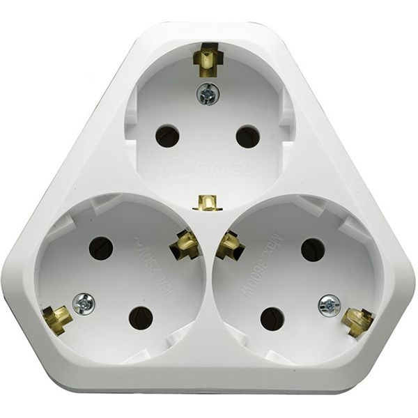 Тройник Makel с заземлением 3 гн. белый 10001204 