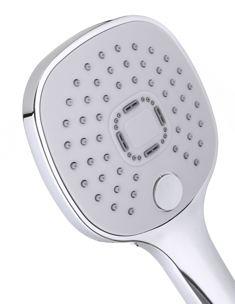 Ручний душ ScandiSPA 3 режими, перемикач-кнопка, квадратна форма хром/білий