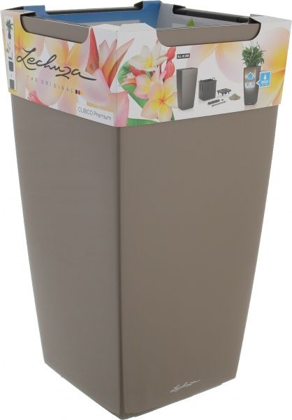 Кашпо Lechuza Cubico 30 (18214) квадратный 14 л серо-коричневый 