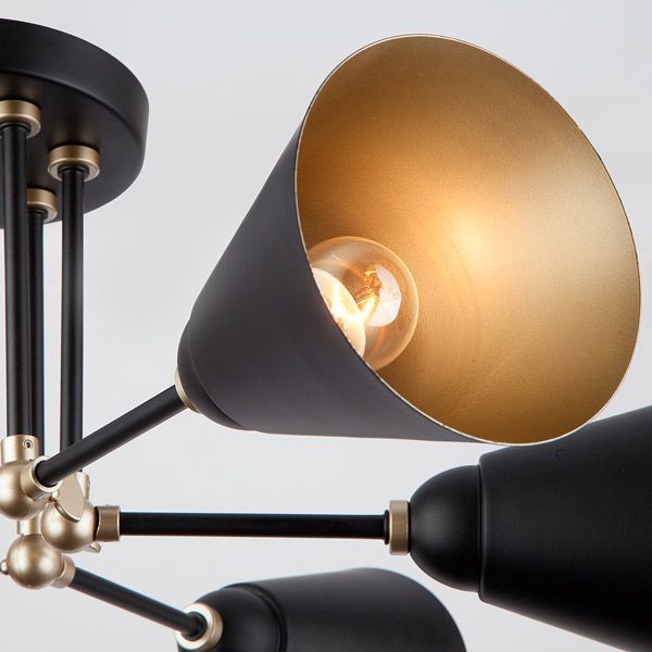 Люстра потолочная Strotskis Nigella 6x60 Вт E27 черный/золото 70052/6 