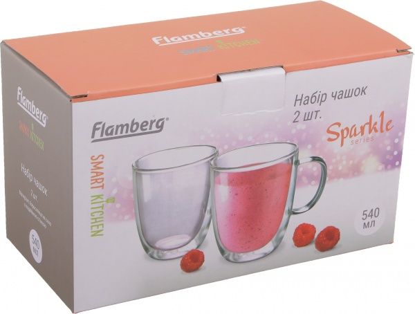 Набор чашек Sparkle Pink 540 мл Flamberg Smart Kitchen