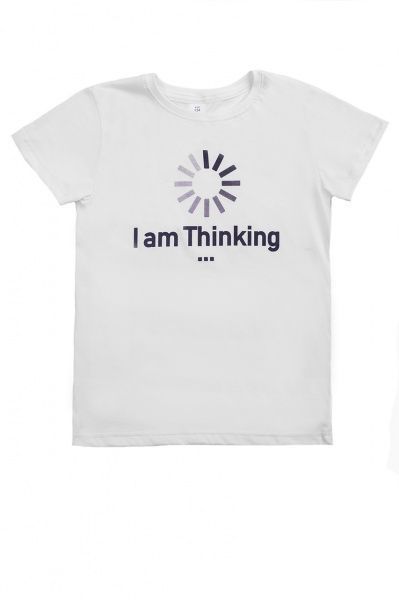 Футболка для хлопчиків Luna Kids з принтом I Am Thinking р.152 білий 
