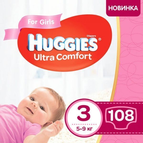 Подгузники Huggies Ultra Comfort 3 5-9 кг 108 шт. для девочки