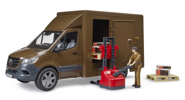 Игрушечный набор Bruder Автомобиль MB Sprinter курьер UPS с фигуркой и аксессуарами 1:16 02678