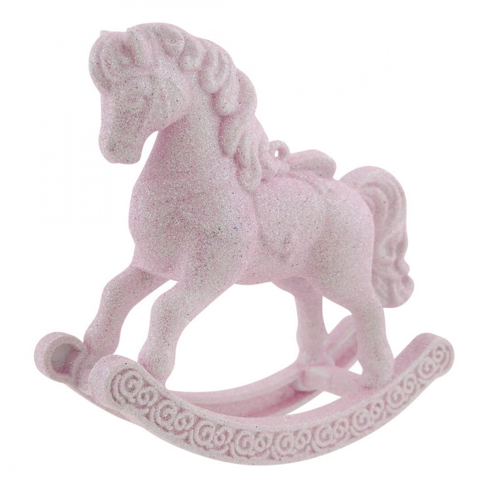 Прикраса новорічна MIS LT Коник-гойдалка 12 см рожевий