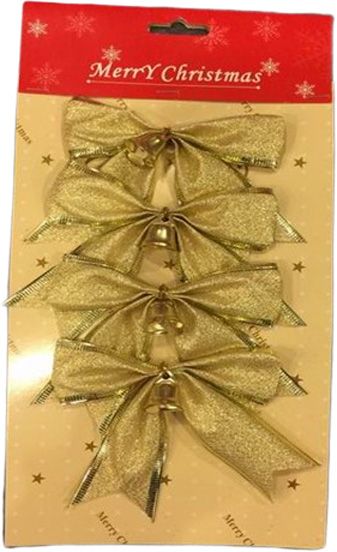 Декорация новогодняя Бант с колокольчиком 9 см 4 шт W20-C3348A/1 
