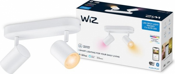 Світильник світлодіодний WiZ IMAGEO Spots 2x5W 2200-6500K RGB Wi-Fi білий (929002658801) 