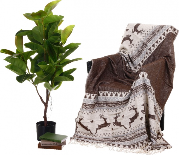 Плед дизайн 2 Рождественская коллекция 140x200 см коричневый с рисунком Ярослав 