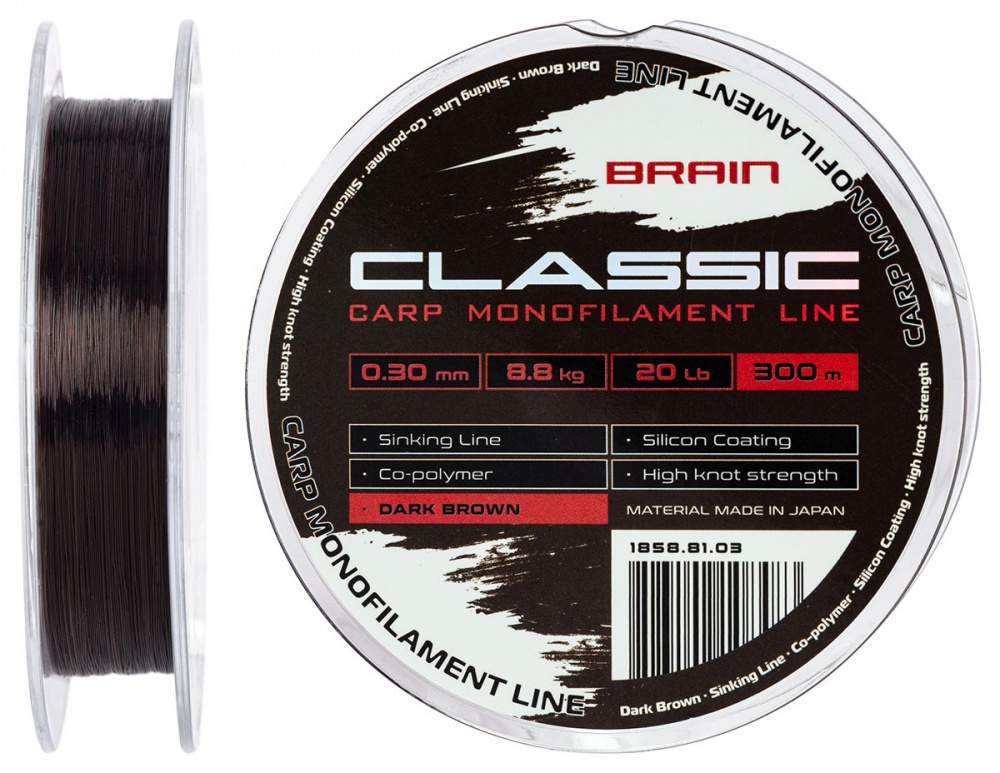 Леска Brain Classic Carp Line (dark brown) 300 м 0,3 мм 8,8 кг