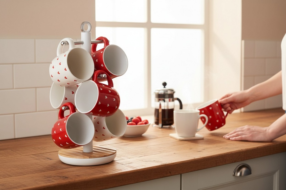 Тримач для чашок Flamberg Premium Retro 15х33,5 см білий PT-1022MB