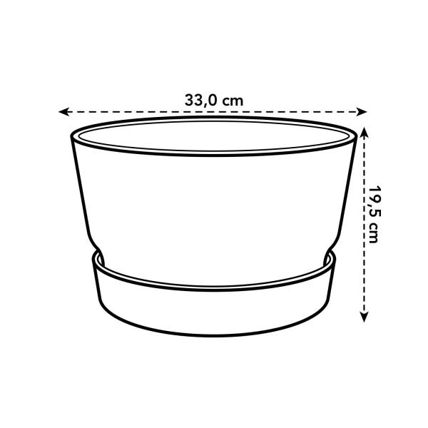 Вазон пластиковий Elho Greenville Bowl 33 см круглий 11,6 л сірий (345877) 
