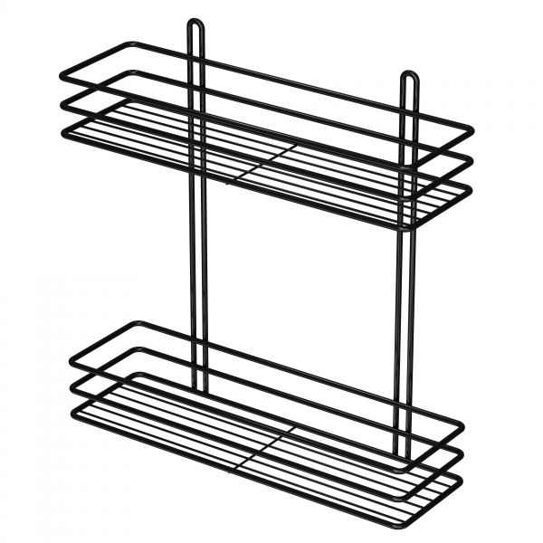 Полка для ванной 2-ярусная 35 см черная 