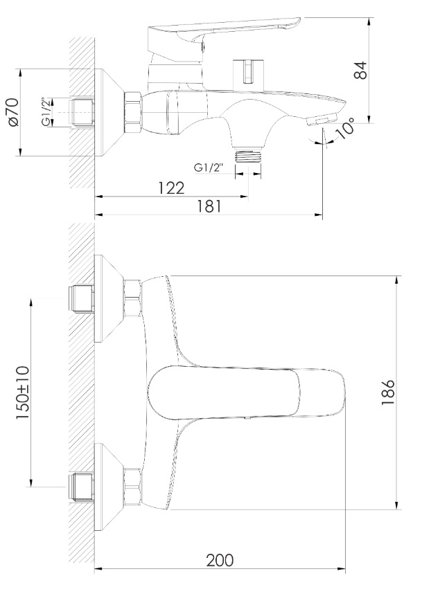 Змішувач для ванни/душу Imprese BLANICE, хром