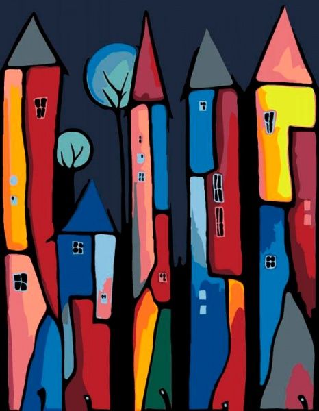 Картина по номерам акриловая живопись по номерам Сказочные домики Rosa Start 