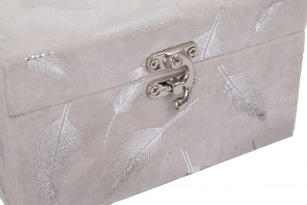 Сундук для украшений Листья 16х12х9 см белый с серебристым