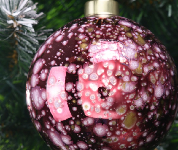 Елочная игрушка в форме шара розовая стеклянная 8 см 8 мм розовый ABT620010