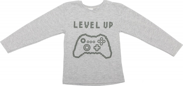 Реглан для хлопчика Luna Kids Level up р.122 сірий меланж 