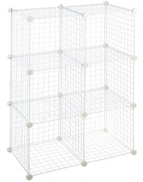 Стелаж дротяний куб сubes storage 6 полиць 1105х750х370 мм білий 