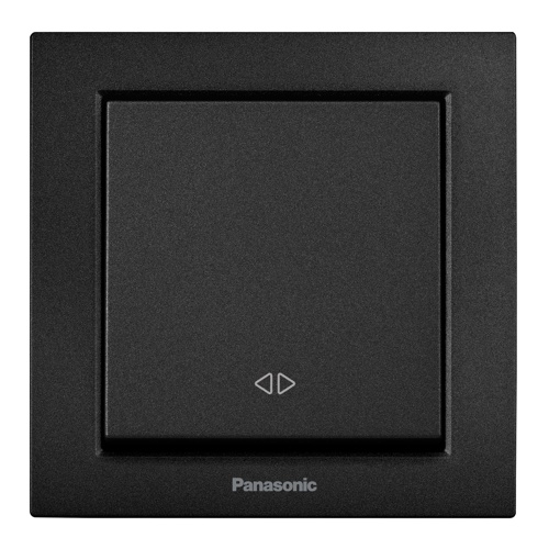 Вимикач реверсивний одноклавішний Panasonic Karre Plus 55 без підсвітки чорний WDTC90052BL-UA1