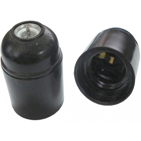 Патрон електричний  ЕМТ гладкий E27 карболіт чорний 22-0109